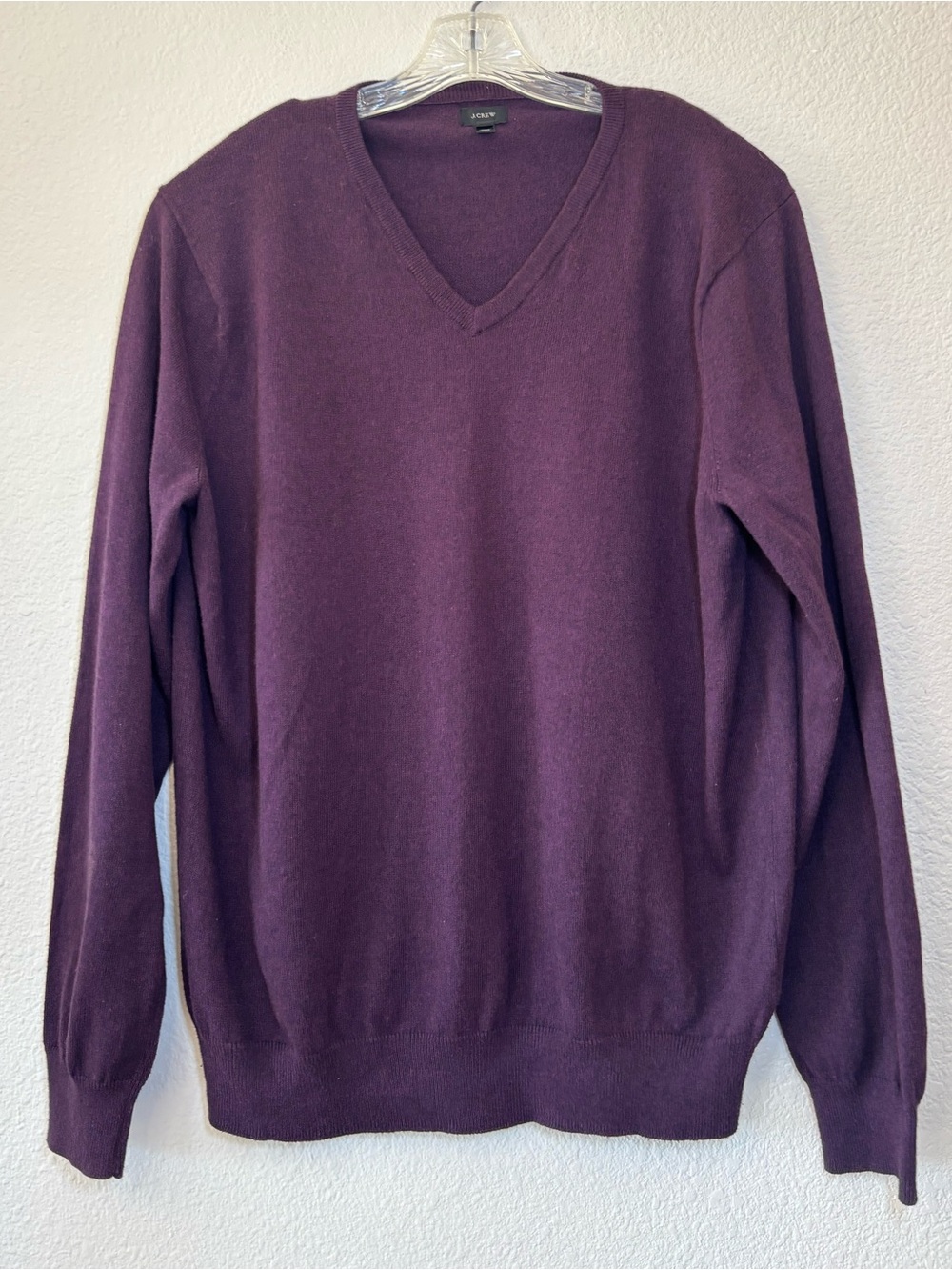 J. Crew Men's Purple Cotton Cashmere Blend Knit Sweater Large Pullover V-neck